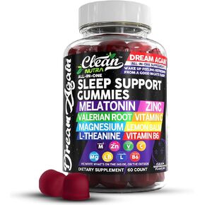 Clean Nutra Melatonin Gummies 10mg | Sleep Aid Valerian Root L-Theanine Vitamin B6 C Lemon Balm Magnesium Hibiscus Beta Carotene Saffron & Chamomile Rest Support Supplement Raspberry Flavor