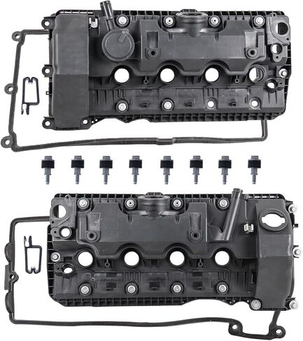 MOSTPLUS 11127522159 11127563474 Left+Right Valve Cover Set w/Gaskets Compatible for BMW 5 6 7 Series E65 E66 545i 550i 650i 745i 750i X5 (Left & Right Side) in Kuwait