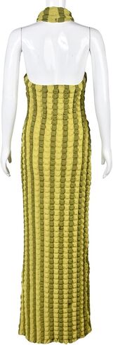 Womens Casual Sexy Halter Sleeveless Sundresses Bubble Textured Backless Prom Cocktail Maxi Dresses in Saudi Arabia