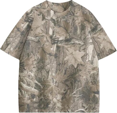 Y2k Camo Oversized Short Sleeve Crew Neck Baggy Shirts Maple Leaf Printed Tshirts Shirts for Women Men in Kuwait