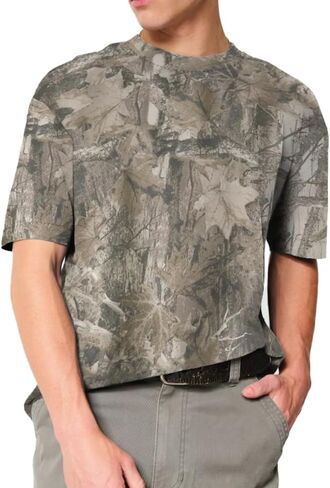 Y2k Camo Oversized Short Sleeve Crew Neck Baggy Shirts Maple Leaf Printed Tshirts Shirts for Women Men in Kuwait