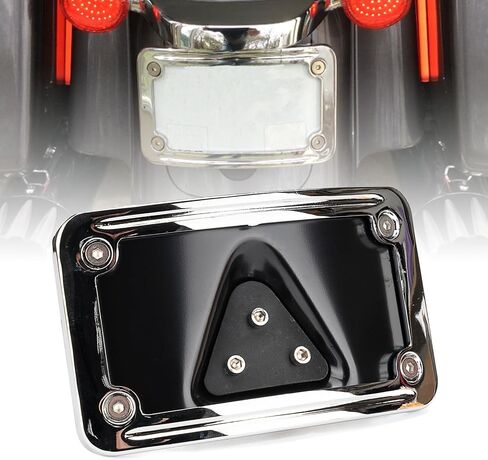 3149 Upgrade Curved Laydown License Plate Mount with Frame Compatible with Harley Davidson 3 Hole Mount (Carbon Fiber) in Kuwait