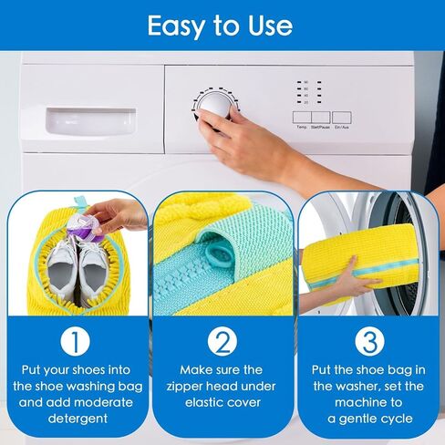 Shoe washing machine bag,15''×7'' 1Pcs shoe laundry bag,1Pcs Mesh Laundry Bag,360° Clean shoe bag for washing machine,YKK Zipper shoe washing bag(1PCS + 1PCS Yellow) in Saudi Arabia