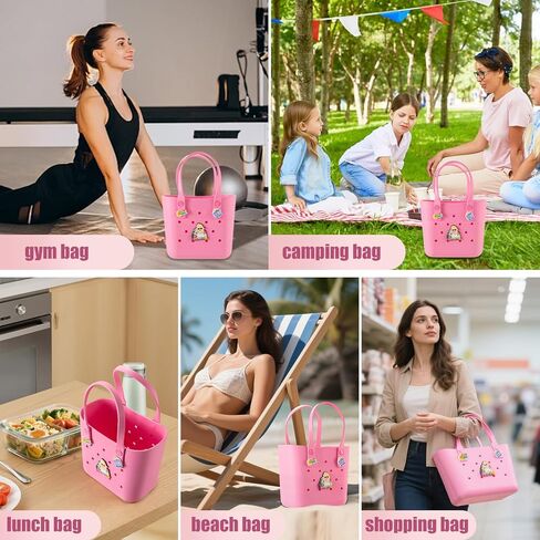 حقيبة حمل مطاطية حقيبة شاطئ صغيرة مقاومة للماء في الهواء الطلق حقيبة قابلة للغسل حقيبة سفر محمولة حقيبة يد مفتوحة لسوق السفر الرياضي في الهواء الطلق in Kuwait