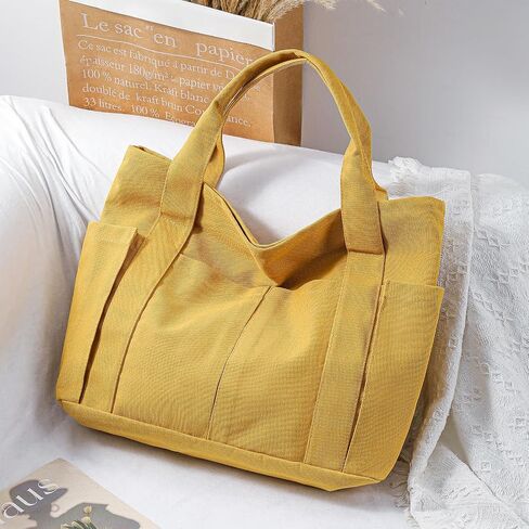 Canvas Tote Bag For Women With Pockets For Shopping Traveling Daily Commuting Beach Leisure And Fitness in Saudi Arabia
