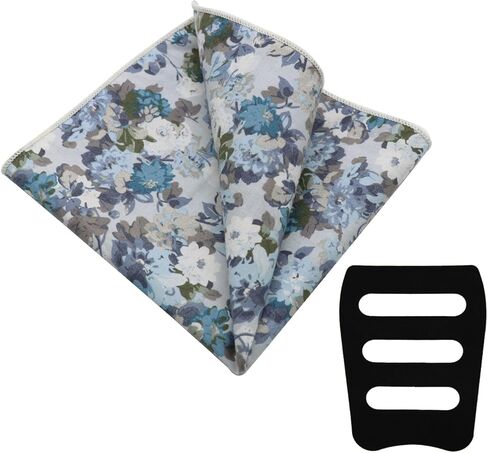 Floral Pocket Squares for Men, Mens Ladies Cotton Handkerchiefs with Pocket Square Holder for Wedding Party Prom Daily in Kuwait