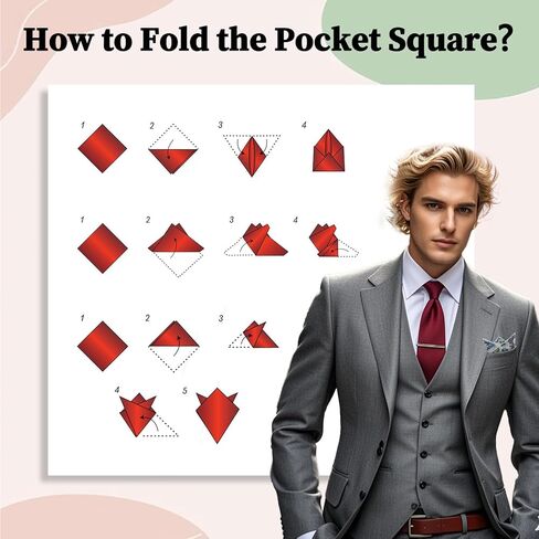 Floral Pocket Squares for Men, Mens Ladies Cotton Handkerchiefs with Pocket Square Holder for Wedding Party Prom Daily in Kuwait
