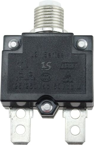 Zookoto 5A DC50V AC125-250V زر الضغط على زر إعادة تعيين قواطع الدائرة مع أطراف الاتصال السريعة وزر مقاوم للماء غطاء أسود in Kuwait