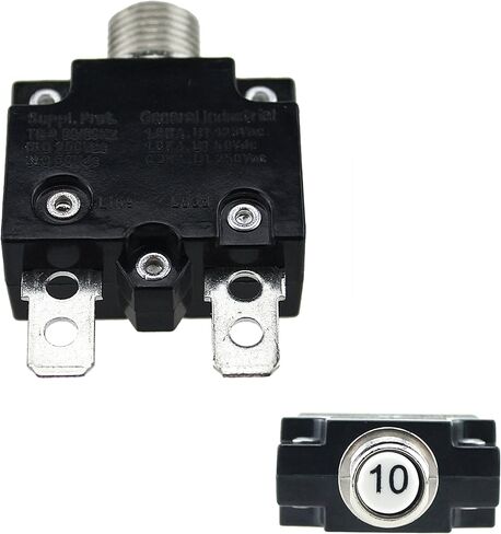 Zookoto 5A DC50V AC125-250V زر الضغط على زر إعادة تعيين قواطع الدائرة مع أطراف الاتصال السريعة وزر مقاوم للماء غطاء أسود in Kuwait