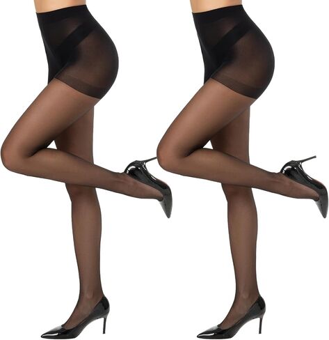 Yilanmy Run Resistant Control Top Pantyhose 15D High Waist Sheer Tights With Reinforced Toes in Saudi Arabia