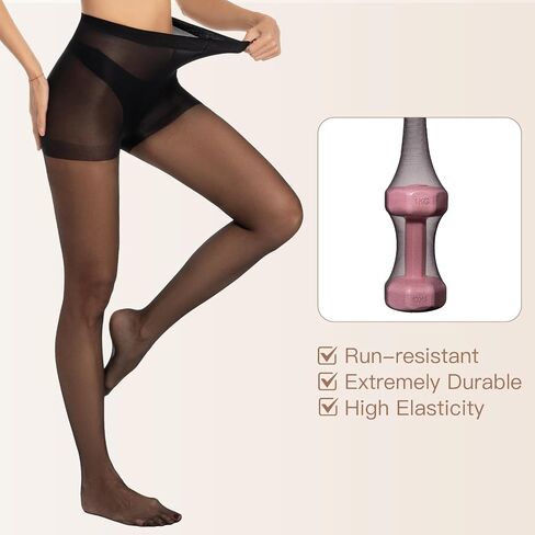 Yilanmy Run Resistant Control Top Pantyhose 15D High Waist Sheer Tights With Reinforced Toes in Saudi Arabia