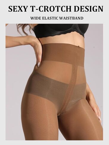Sturdy Long-Lasting Tights for Women,Durable T-Crotch 40D Semi Sheer Pantyhose,High Waist Reinforced Toes in Saudi Arabia