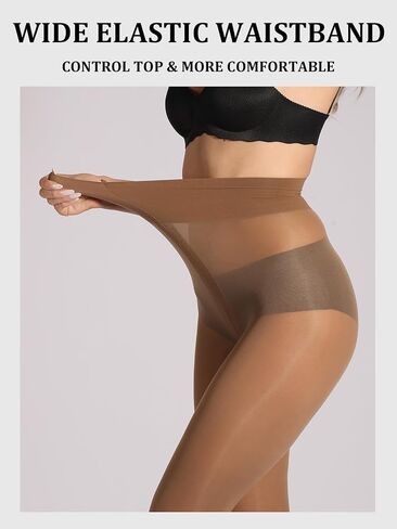 Sturdy Long-Lasting Tights for Women,Durable T-Crotch 40D Semi Sheer Pantyhose,High Waist Reinforced Toes in Saudi Arabia