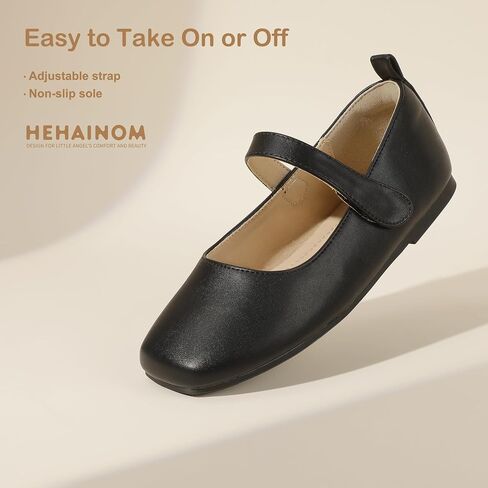 Hehainom Girls Dress Shoes Flower Girl Toddler Little Big Kids Square Toe Flats Mary Jane Wedding School Shoes in Saudi Arabia