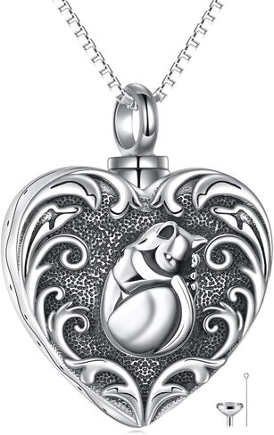 ONEFINITY Cat/Dog Urn Necklace for Ashes Sterling Silver Cat/Dog Keepsake Pet Memorial Pendant Jewelry Gift for Women Men in Saudi Arabia