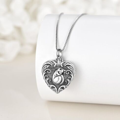 ONEFINITY Cat/Dog Urn Necklace for Ashes Sterling Silver Cat/Dog Keepsake Pet Memorial Pendant Jewelry Gift for Women Men in Saudi Arabia