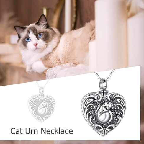 ONEFINITY Cat/Dog Urn Necklace for Ashes Sterling Silver Cat/Dog Keepsake Pet Memorial Pendant Jewelry Gift for Women Men in Saudi Arabia