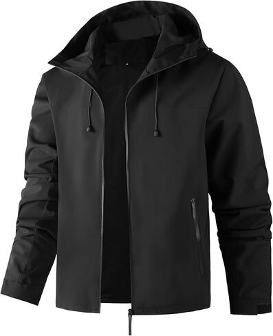 AFILOK Men's lightweight outdoor jacket with water resistant properties and zipped pockets rain jacket block wind in Kuwait