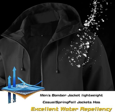 AFILOK Men's lightweight outdoor jacket with water resistant properties and zipped pockets rain jacket block wind in Kuwait