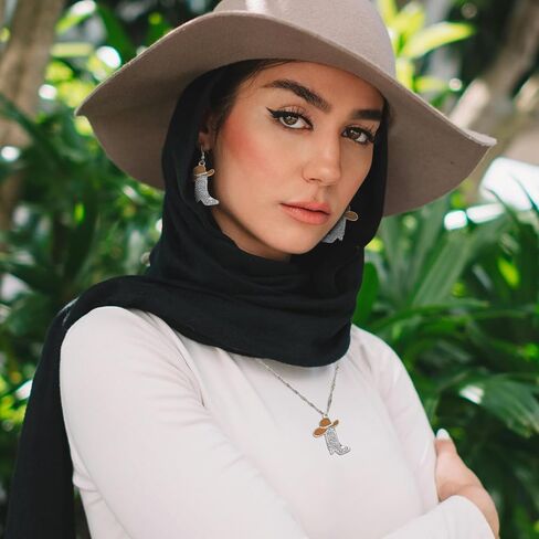 2 PCS Cowgirl المجوهرات مجموعة للنساء ريفي راعي الراعي الأبعاد رعاة البقر قلادة بوتس أنيقة قبعة الحذاء السحر الغربي للنساء in Kuwait