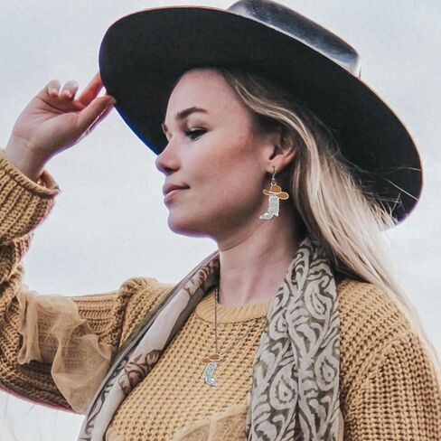 2 PCS Cowgirl المجوهرات مجموعة للنساء ريفي راعي الراعي الأبعاد رعاة البقر قلادة بوتس أنيقة قبعة الحذاء السحر الغربي للنساء in Kuwait