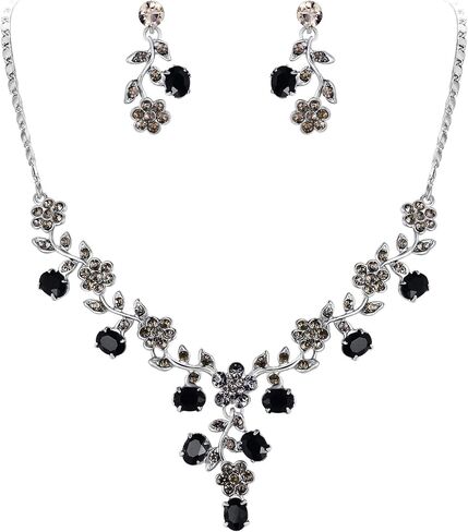 EVER FAITH Bridal Jewelry Sets for Wedding Rhinestone Crystal Flower Leaf Costume Pendant Necklace Earrings Set for Women in Saudi Arabia