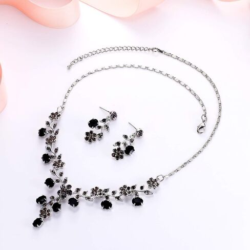 EVER FAITH Bridal Jewelry Sets for Wedding Rhinestone Crystal Flower Leaf Costume Pendant Necklace Earrings Set for Women in Saudi Arabia