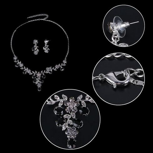 EVER FAITH Bridal Jewelry Sets for Wedding Rhinestone Crystal Flower Leaf Costume Pendant Necklace Earrings Set for Women in Saudi Arabia