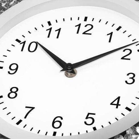 14 Inch Crystal Crushed Diamond Mirrored Wall Clock - Sparkle Twinkle Bling Wall Clock Silver Round Clock for Living Room, Bedroom, Home Decor, Silent Non-Ticking Quartz Movement in Saudi Arabia