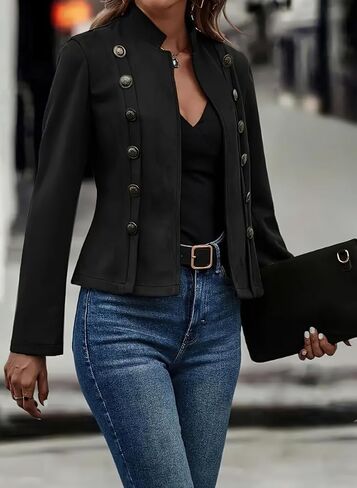 chouyatou Women's Faux Suede Leather Jacket 2024 Fall Winter Clothes Casual Business Long Sleeve Blazer Jacket Coat in Kuwait
