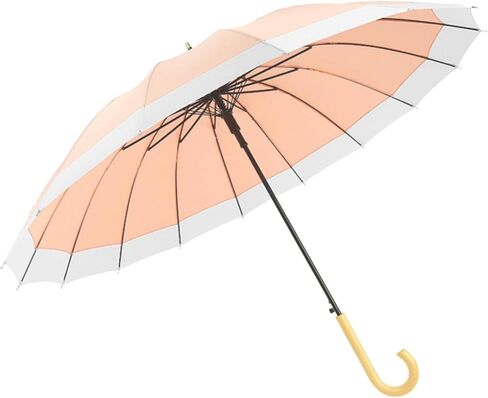 ThreeH Big Beatiful Umbrella with Arc Classic Wood Handle 16 Ribs 48" Windproof Sturdy Stick Rain Umbrella in Kuwait