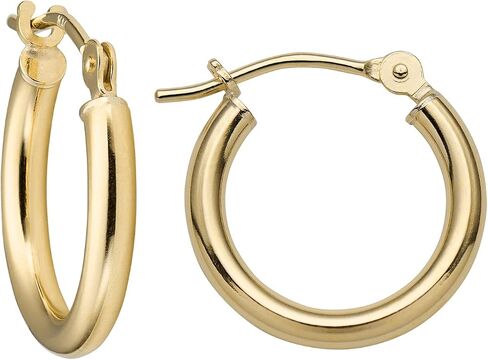 أقراط Mazzeri Solid Gold Hoop Gold 14k ذهبية حقيقية للنساء والرجال - Hypoallergenic ، مصنوعة في الولايات المتحدة الأمريكية ، متوفرة باللون الأصفر أو الأبيض in Kuwait