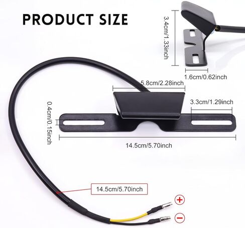 jose2015 Motorcycle License Plate Bracket Aluminum License Plate Light Bracket Motorcycle License Plate Mount Universal for Motorcycle Black 1PCS in Kuwait