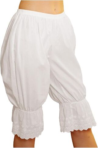 Cotton Lace Pettipants for Women Under Dress Half Slip Victorian Bloomers Pajama Pants Ivory Beige in Saudi Arabia