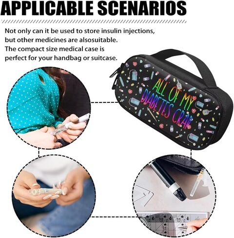 All My Diabetes Stuff Insulin Cooler Travel Case Diabetic Medication Insulated Cool Organizer for Blood Sugar Test Strips, Medication, Glucose Meter, Pills, Tablets in Kuwait
