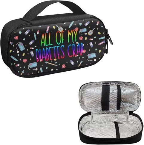 All My Diabetes Stuff Insulin Cooler Travel Case Diabetic Medication Insulated Cool Organizer for Blood Sugar Test Strips, Medication, Glucose Meter, Pills, Tablets in Kuwait