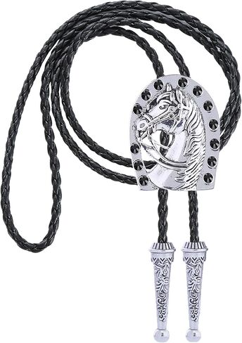 GelConnie Bolo Ties for Men Western Cowboy Vintage Crystal Horse Bolo Tie for Women Leather Necktie U Gold Bolo Tie in Kuwait