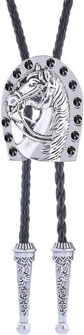 GelConnie Bolo Ties for Men Western Cowboy Vintage Crystal Horse Bolo Tie for Women Leather Necktie U Gold Bolo Tie in Kuwait