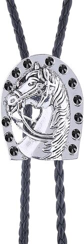 GelConnie Bolo Ties for Men Western Cowboy Vintage Crystal Horse Bolo Tie for Women Leather Necktie U Gold Bolo Tie in Kuwait
