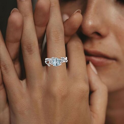 Cushion Cut Gemstone Engagement Rings Set for Women 925 Sterling Silver 8MM Amethyst Leaf Ring Unique Bridal Wedding Rings Size 4-11 in Saudi Arabia