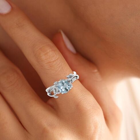 Cushion Cut Gemstone Engagement Rings Set for Women 925 Sterling Silver 8MM Amethyst Leaf Ring Unique Bridal Wedding Rings Size 4-11 in Saudi Arabia