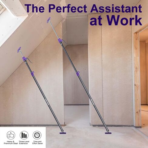Cabinet Jack Support Pole, Third Hand Tools, 49.2"-114.2" inches, Steel Telescopic Adjustable Support Pole, Capacity for Cabinet Jack, Zip Wall Pole, Drywall Jack& Cargo Bars, 2-Pack in Kuwait