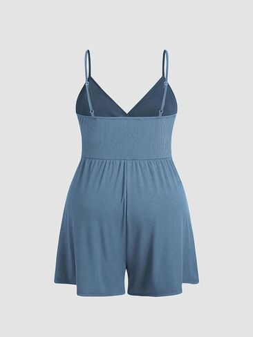 CIDER Plus Size Rompers For Curvy Women V Neck Sleeveless Spaghetti Strap Wide Leg Shorts Overalls Jumpsuit Summer Outfits in Saudi Arabia