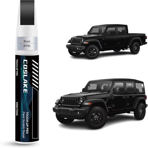 Car Touch Up Paint (Black (PX8)) لجيب Jeep ، مجموعة إصلاح خدش الطلاء ، حل سريع وسهل للإصلاح ، 2 في 1 قلم مزيل الخدش مع مطابقة بالألوان in Kuwait