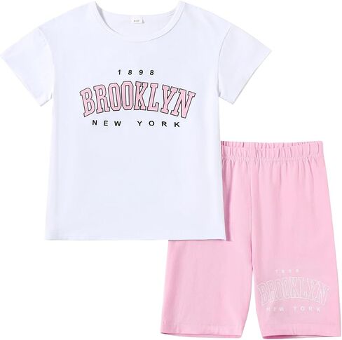 Toddler Baby Girl Clothes Summer Outfits kids Short Sleeve Graphic Tops Biker Shorts Set Little Girls Clothing in Saudi Arabia