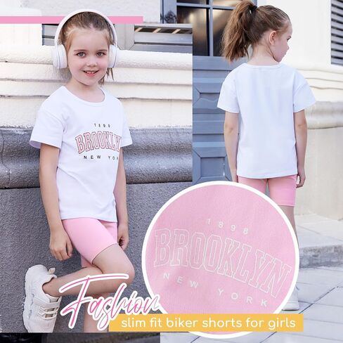 Toddler Baby Girl Clothes Summer Outfits kids Short Sleeve Graphic Tops Biker Shorts Set Little Girls Clothing in Saudi Arabia