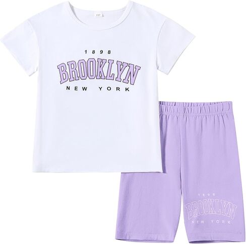Toddler Baby Girl Clothes Summer Outfits kids Short Sleeve Graphic Tops Biker Shorts Set Little Girls Clothing in Saudi Arabia