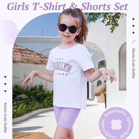 Toddler Baby Girl Clothes Summer Outfits kids Short Sleeve Graphic Tops Biker Shorts Set Little Girls Clothing in Saudi Arabia