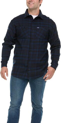 Wrangler Big and Tall Flannel Shirt for Men – Mens Button Down Plaid Shirt in Kuwait