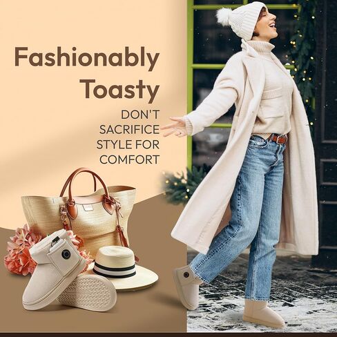 Heated Slippers for Women, Snow Resistant Foot Warmer Shoes For Women, Heated Boots, 3 Temperature Settings, Rechargeable 5000mAh Batteries, Heated Booties for Everyday Wear, Beige in Kuwait